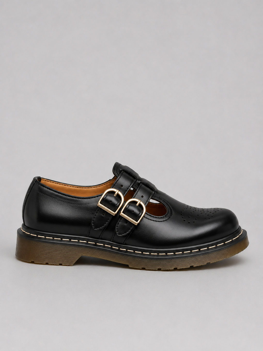 Women's Chunky Mary Jane Shoes – double buckle leather, view 3 | The Theodosia | Huna