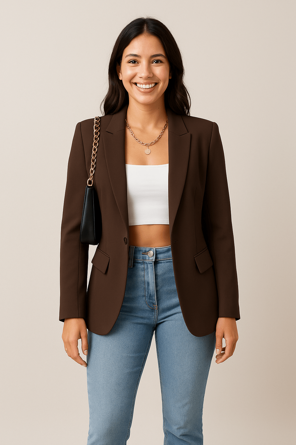 Women's Tailored Black Blazer – Elegant Layered Cocktail | The Guinevere | Huna