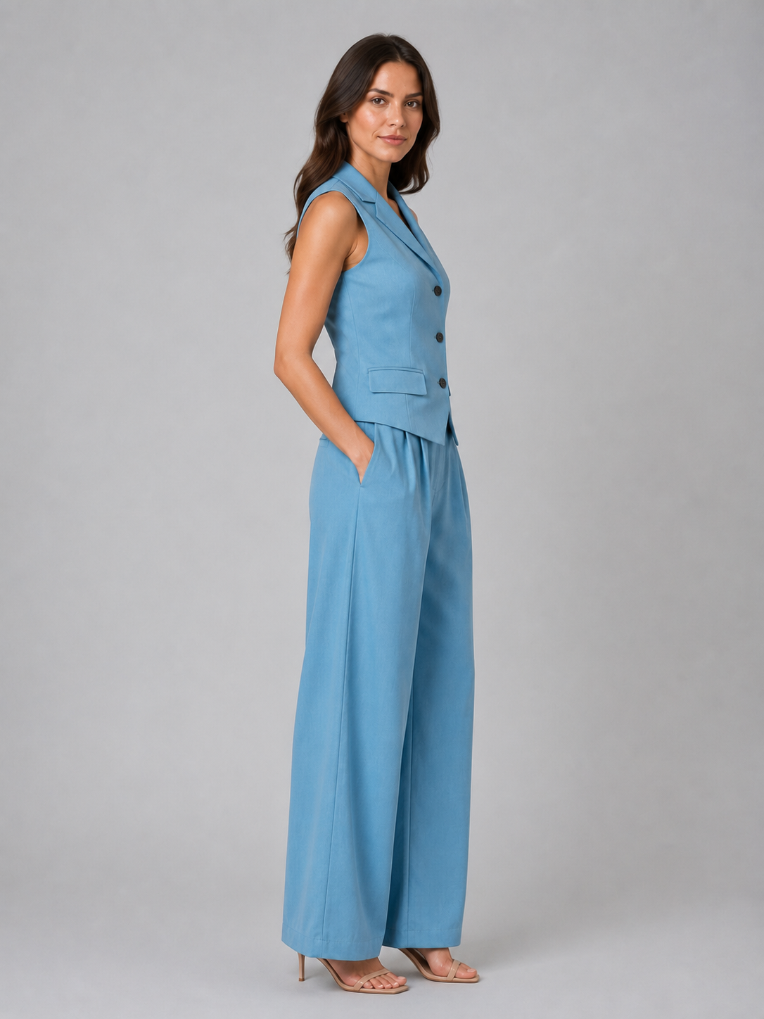 Women's Waistcoat Trouser Set UK – Wide Leg – The Serephine – image 3