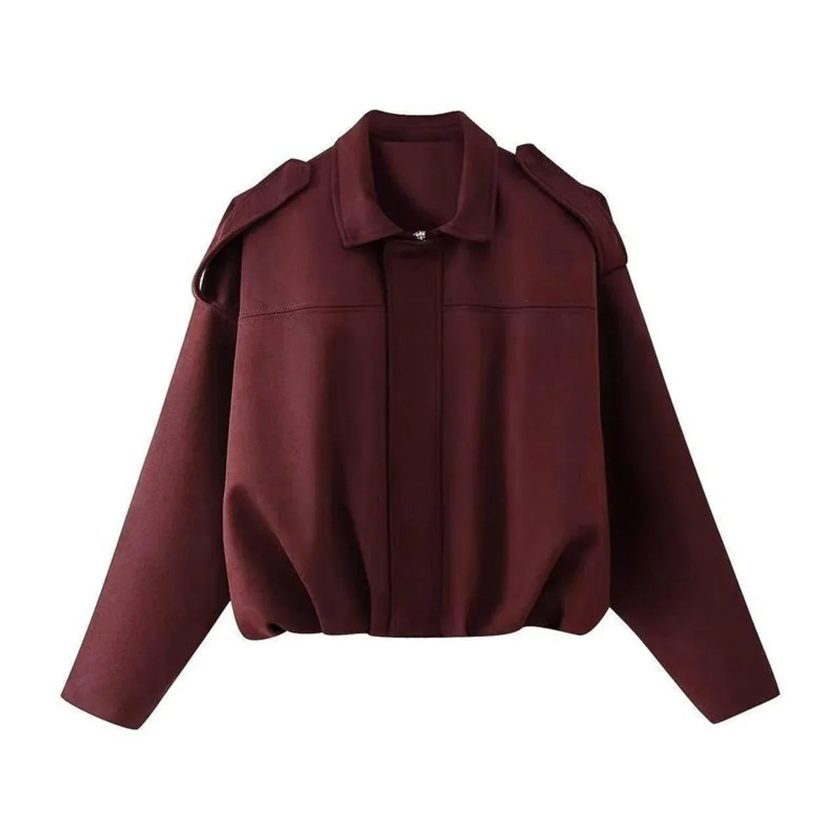 Women's Oversized Suede Bomber in brown – The Zarelle detail view 1